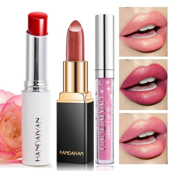 Waterproof Shimmer Lip Stick Glitter Lipstick Red Lips Makeup Matte Long Lasting Lipsticks Lipgloss Cosmetic Make Up Lip Gloss