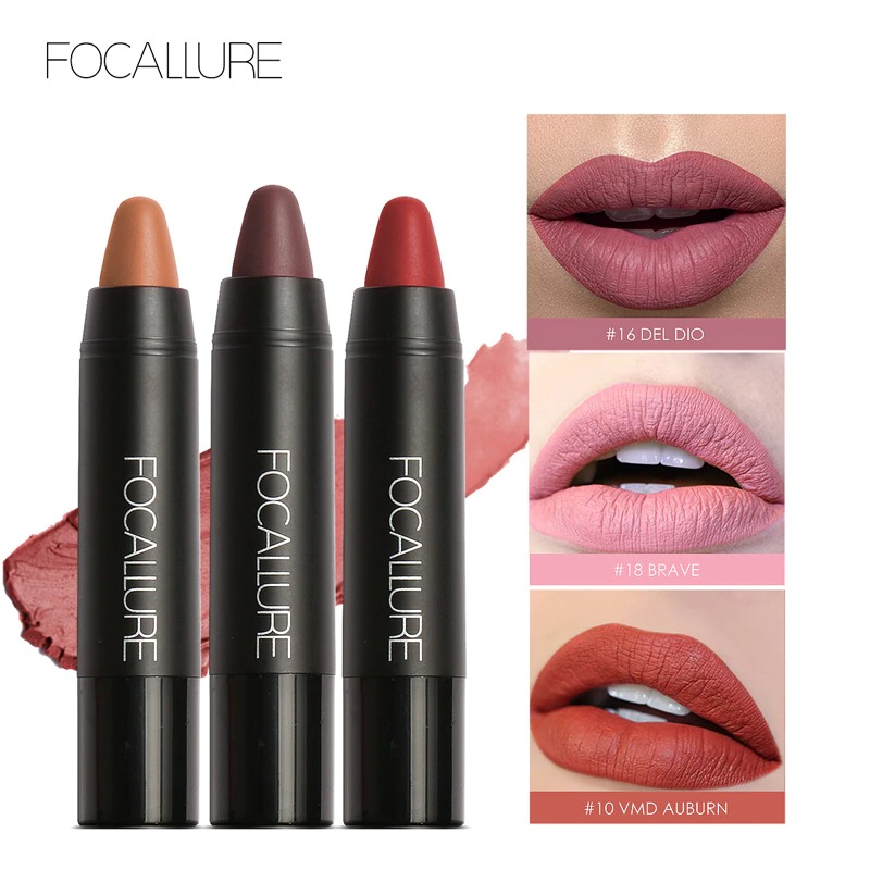 Focallure 21 Colors Velvet Matte Lipsticks Pencil Waterproof Long Lasting Sexy Lip Stick Non-Stick Makeup Lip Tint Pen Cosmetic